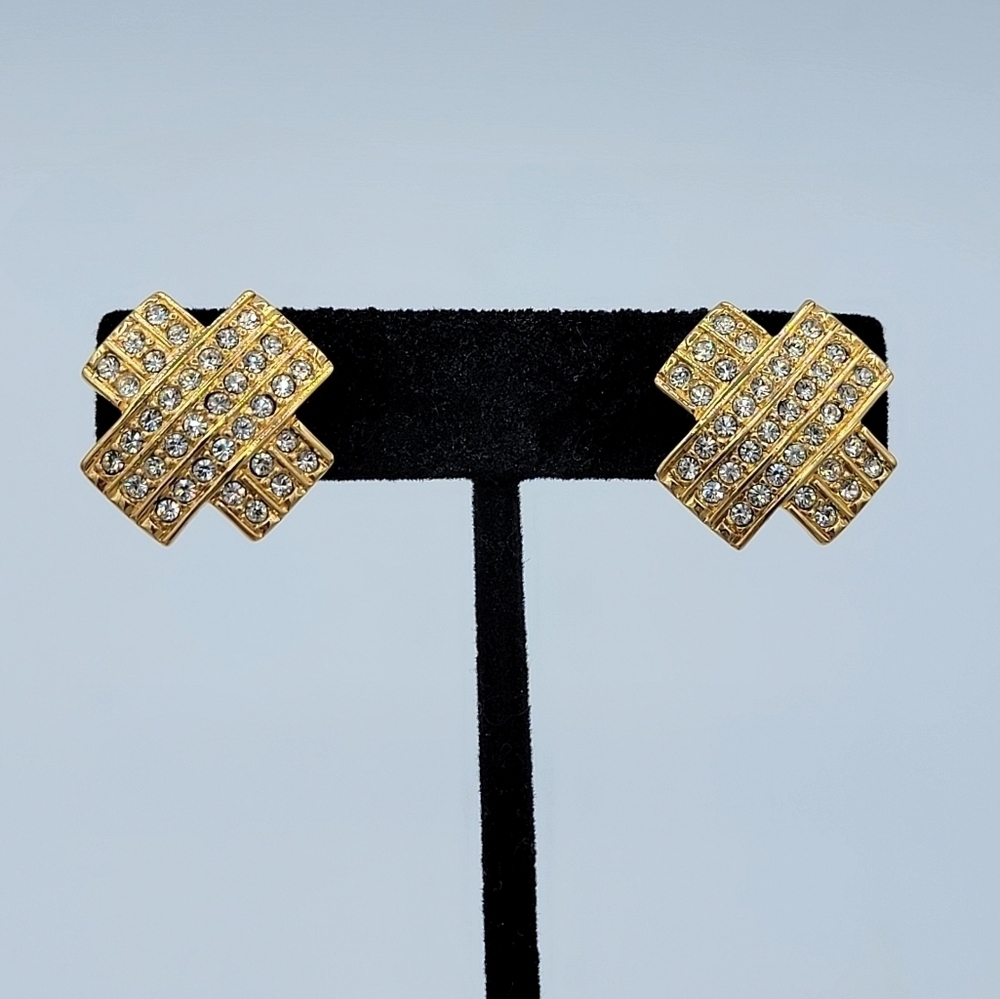 Vintage Swarovski Goldtone X Earrings #2184